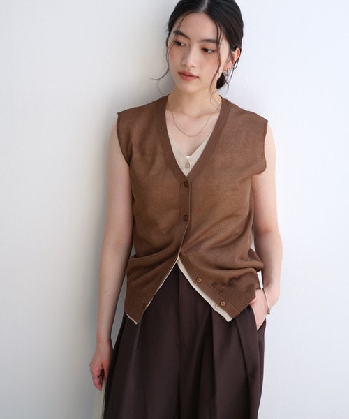 andme（アンドミー） ベスト ジレ 夏 ノースリーブシアーニット