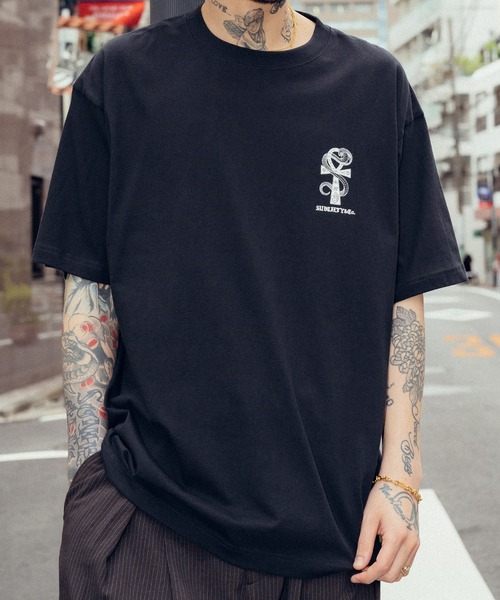 「Subciety」 半袖Tシャツ LARGE ブラック×ホワイト メンズ_画像7