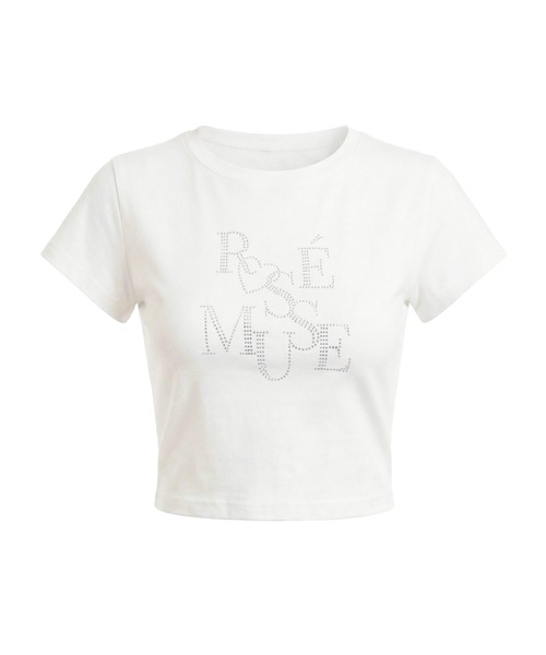 Rhinestone logo T-shirt ロゼミューズ ホワイト Rose Muse（ロゼミューズ） tシャツ Rhinestone logo T-shirt