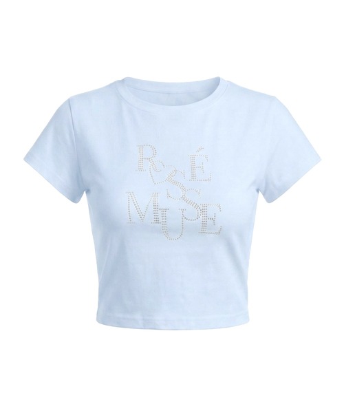 Rose Muse（ロゼミューズ） tシャツ 半袖 Rhinestone logo T-shirt