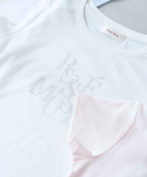 Rhinestone logo T-shirt ロゼミューズ ホワイト Rose Muse（ロゼミューズ） tシャツ Rhinestone logo T-shirt
