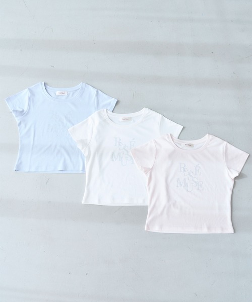 Rhinestone logo T-shirt ロゼミューズ ホワイト Rose Muse（ロゼミューズ） tシャツ Rhinestone logo T-shirt