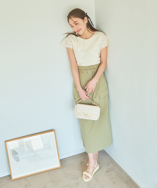 「mysty woman」 半袖ニット FREE ライトブルー レディース_画像4