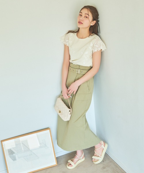 「mysty woman」 半袖ニット FREE ライトブルー レディース_画像5
