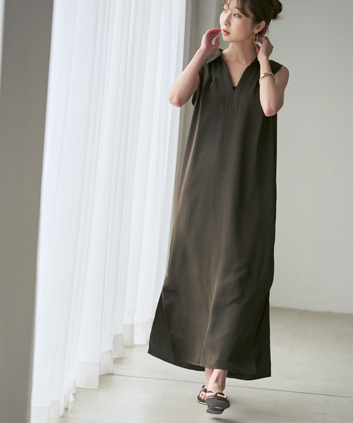 NOBLE（ノーブル） ワンピース バックジョーゼットサテンスキッパー
