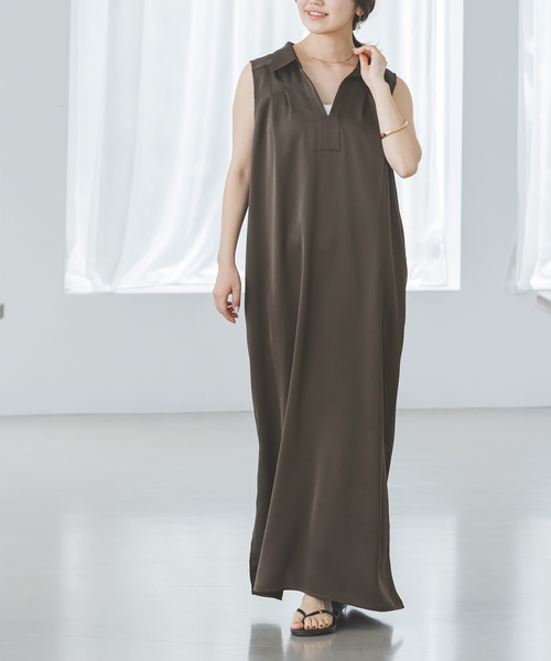 NOBLE（ノーブル） ワンピース バックジョーゼットサテンスキッパー