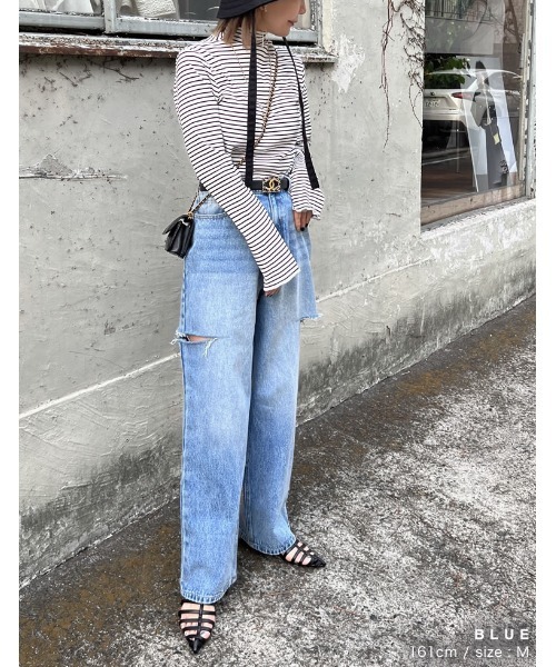 「Re:EDIT」 デニムパンツ SMALL ブルー レディース_画像7
