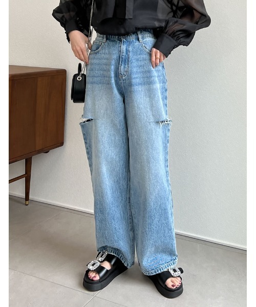 「Re:EDIT」 デニムパンツ SMALL ブルー レディース_画像8