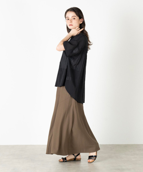 MELROSE claire（メルローズクレール） ブラウス シャツ 半袖 「麻調 