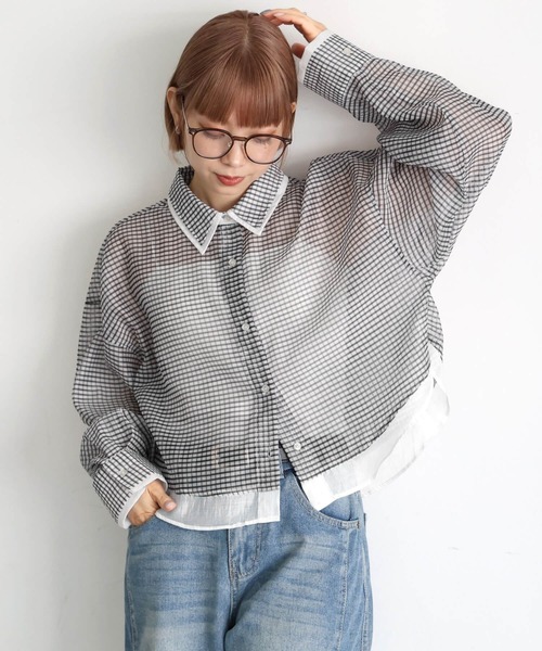 「tiptop」 長袖シャツ LONG ホワイト系その他2 レディース_画像4