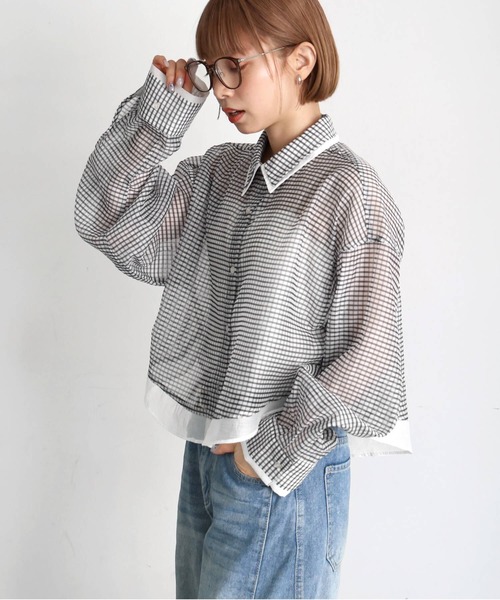 「tiptop」 長袖シャツ LONG ホワイト系その他2 レディース_画像5