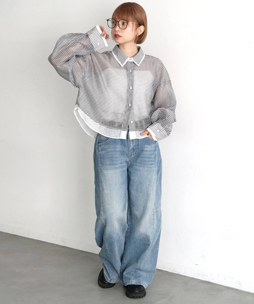 「tiptop」 長袖シャツ LONG ホワイト系その他2 レディース_画像7