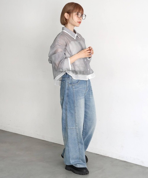 「tiptop」 長袖シャツ LONG ホワイト系その他2 レディース_画像8