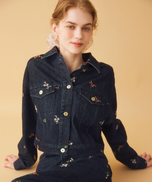 デニムジャケット gジャン エンブロイダリーデニムジャケット Ditsy Floral Embroidery レディース