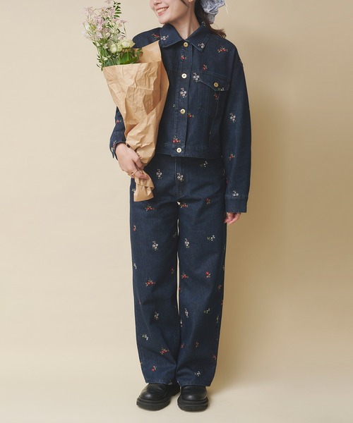 デニムジャケット gジャン エンブロイダリーデニムジャケット Ditsy Floral Embroidery レディース