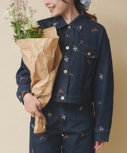 デニムジャケット gジャン エンブロイダリーデニムジャケット Ditsy Floral Embroidery レディース