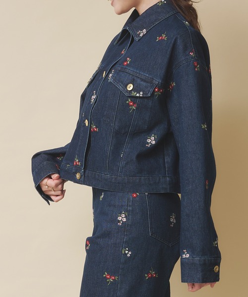 デニムジャケット gジャン エンブロイダリーデニムジャケット Ditsy Floral Embroidery レディース