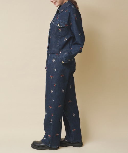 デニムジャケット gジャン エンブロイダリーデニムジャケット Ditsy Floral Embroidery レディース