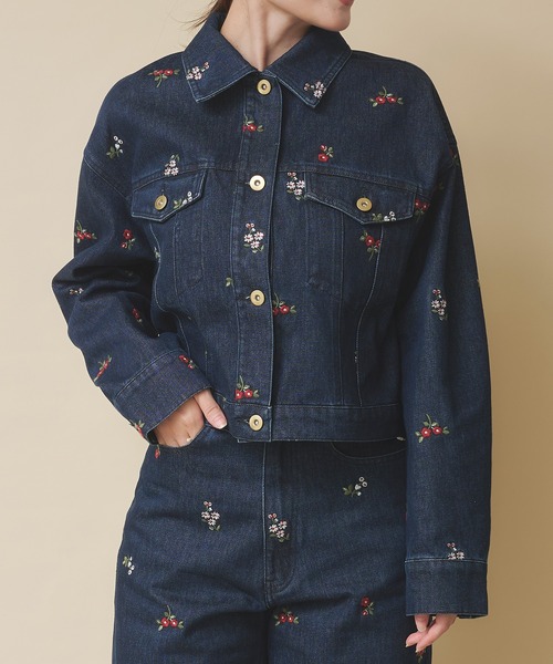 デニムジャケット gジャン エンブロイダリーデニムジャケット Ditsy Floral Embroidery レディース