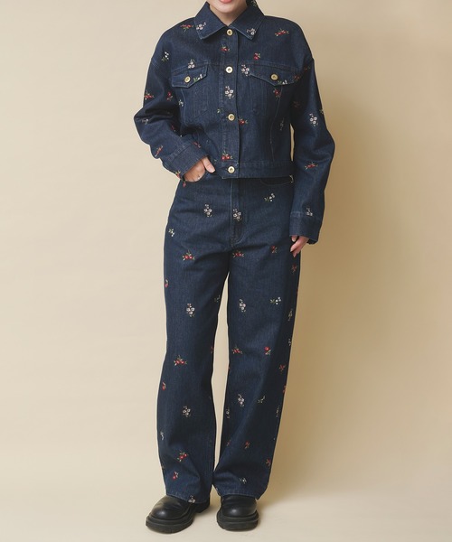 デニムジャケット gジャン エンブロイダリーデニムジャケット Ditsy Floral Embroidery レディース