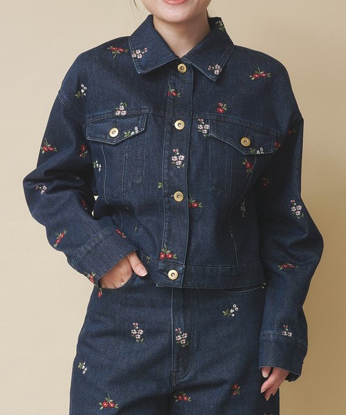 デニムジャケット gジャン エンブロイダリーデニムジャケット Ditsy Floral Embroidery レディース