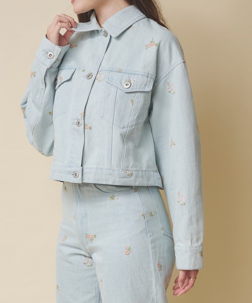 デニムジャケット gジャン エンブロイダリーデニムジャケット Ditsy Floral Embroidery レディース