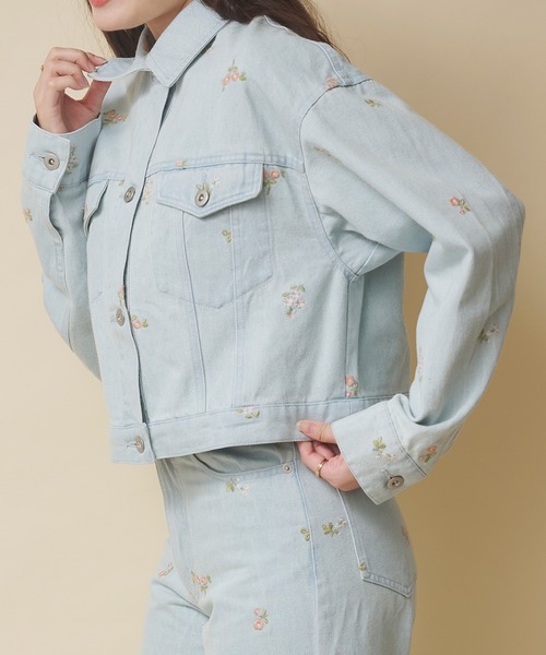 デニムジャケット gジャン エンブロイダリーデニムジャケット Ditsy Floral Embroidery レディース
