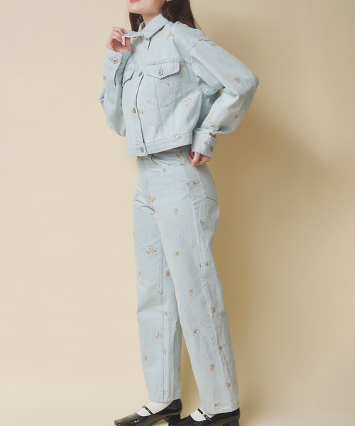 デニムジャケット gジャン エンブロイダリーデニムジャケット Ditsy Floral Embroidery レディース