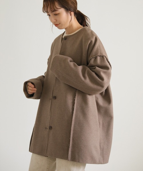 select MOCA（セレクトモカ） ノーカラーコート コート 2wayフード付き