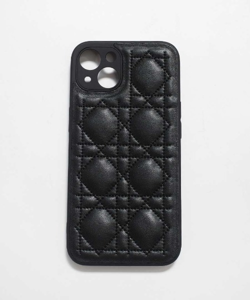 エナメルキルティングiPhone12ケース 黒 shopnikoniko スマホケース 韓国風 キルティング Iphoneケース