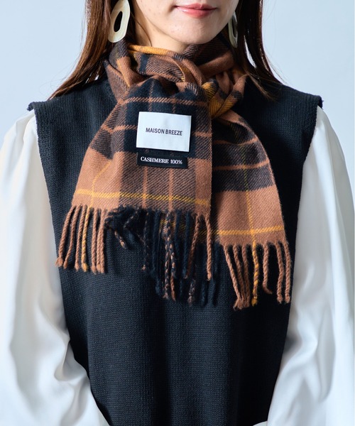 【新品 未使用】 SET UP7 カシミア100% チェック柄 マフラー SETUP7（セットアップセブン） マフラー ストール 「SETUP7」ピュア