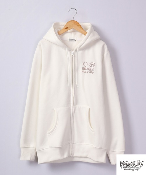 PEANUTS パーカー スヌーピー ジップアップ パーカー 起毛 レディース