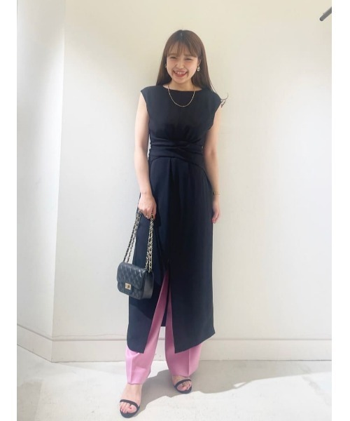 allureville ワンピース アセテートツイルウエストツイストワンピース 