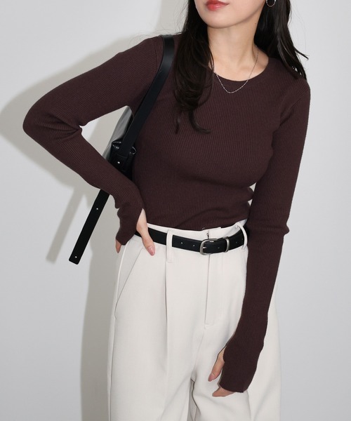 andme（アンドミー） ニット セーター 「新色追加」サムホール長袖