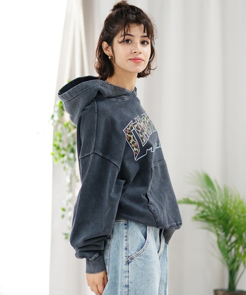 【ムラサキスポーツ限定】THRASHER スラッシャー レディース プルオーバー パーカー ドロップショルダー THML-24ASHDT01 ムラサキスポーツ限定】THRASHER スラッシャー レディース プル