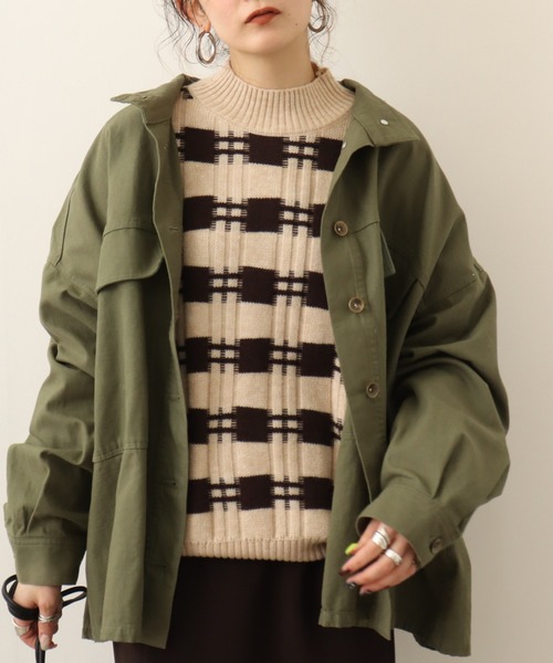chiaro ニット セーター 配色ハイネックニット レディース