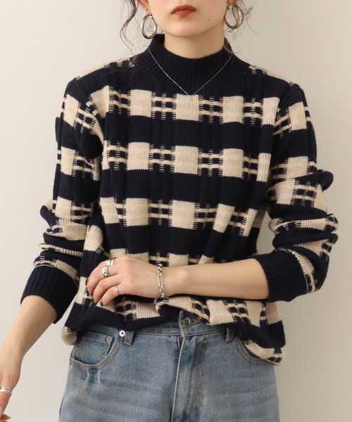 ニット セーター chiaro 千鳥ハイネックニット レディース chiaro ニット セーター 千鳥ハイネックニット レディース
