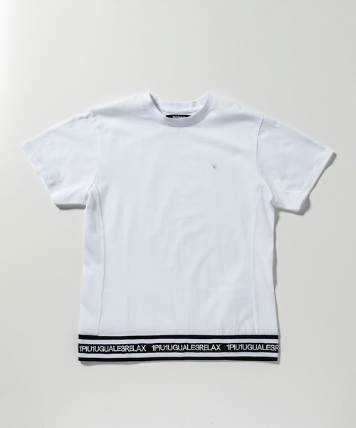 人気ブランド■1PIU1UGUALE3 RELAX■裾ロゴ半袖Tシャツ 白 黒 1PIU1UGUALE3 RELAX ウノピゥウノウグァーレトレ リラックス 裾