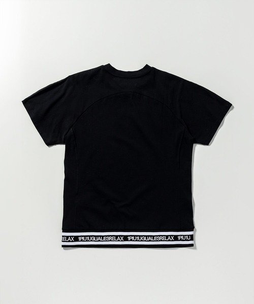 人気ブランド■1PIU1UGUALE3 RELAX■裾ロゴ半袖Tシャツ 白 黒 1PIU1UGUALE3 RELAX ウノピゥウノウグァーレトレ リラックス 裾