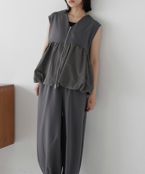 hellam ベスト ジレ ダブルジップバルーンナイロンベスト