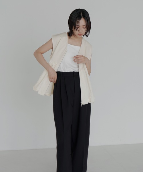 ベスト ジレ バルーンダブルベスト レディース hellam ベスト ジレ ダブルジップバルーンナイロンベスト