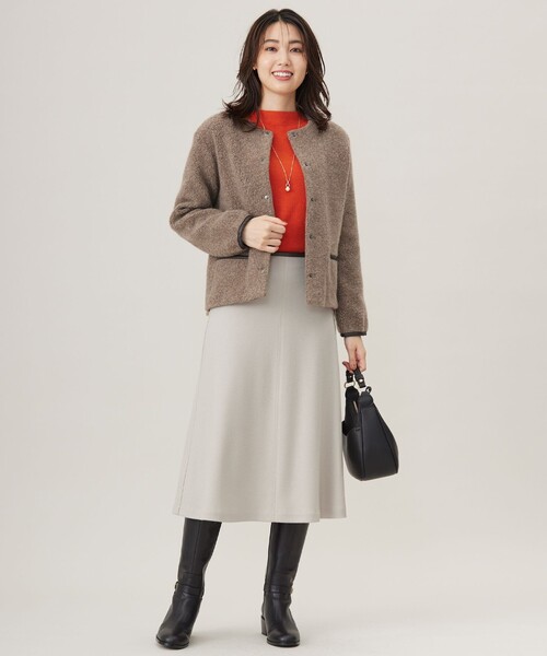 J.PRESS ノーカラー ブルゾン WEB限定】パイルジャージー ノーカラー ブルゾン / J.PRESS LADIES