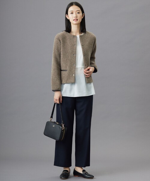 ジェイプレス　ノーカラーブルゾン　新品未使用品 J.PRESS（J.プレス） ブルゾン アウター 「洗える」Sheer Vis リネン