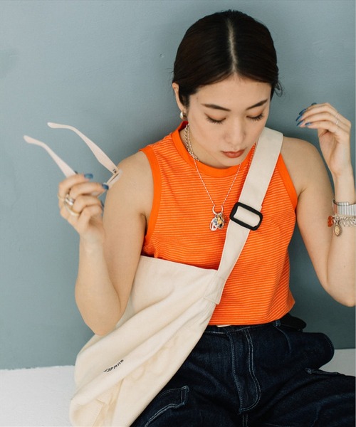SUWDEE タンクトップ ノースリーブ thin border tank top レディース