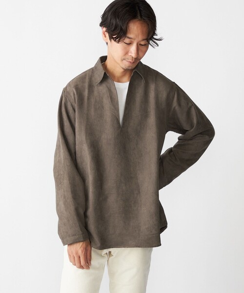 専用　UNUSED 15ssベージュ スエードシャツ シップス SHIPS BENCH MARKING SHIRT: レギュラーカラー フェイク
