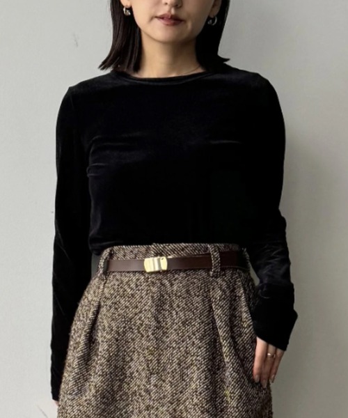 STRATA tシャツ シアートリコットベロアロンT「低身長・小柄女性