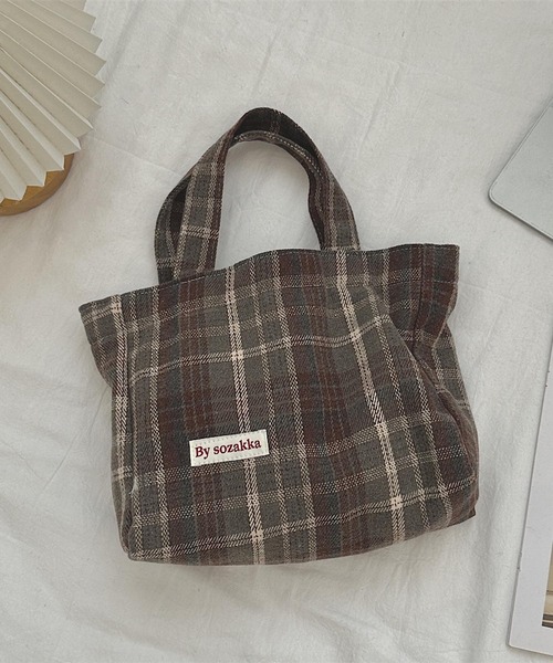 みー　チェック柄バッグ チェック柄 ミニトートバッグ | Bagoodtimeshop