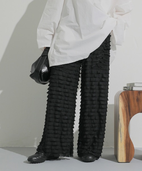 IENA✨24SS✨ニットフリルパンツ　ブラック　パンツ　ティアード　近年　38 SLOBE IENA パンツ ニットフリルパンツ レディース : ZOZOTOWN