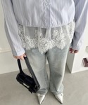 カップ付き キャミソール レーススカートレイヤ...の詳細画像4