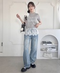 カップ付き キャミソール レーススカートレイヤ...の詳細画像3